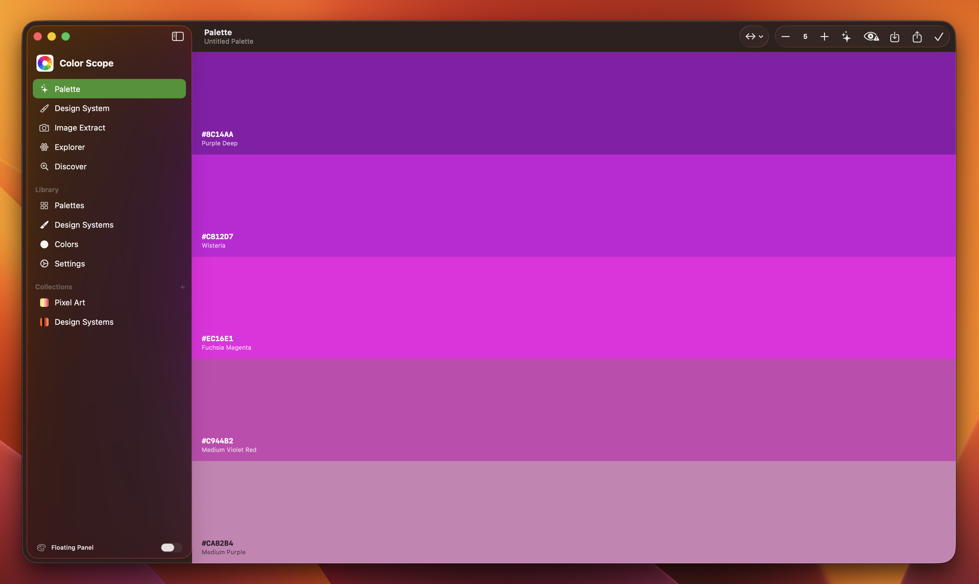 Palette builder interface