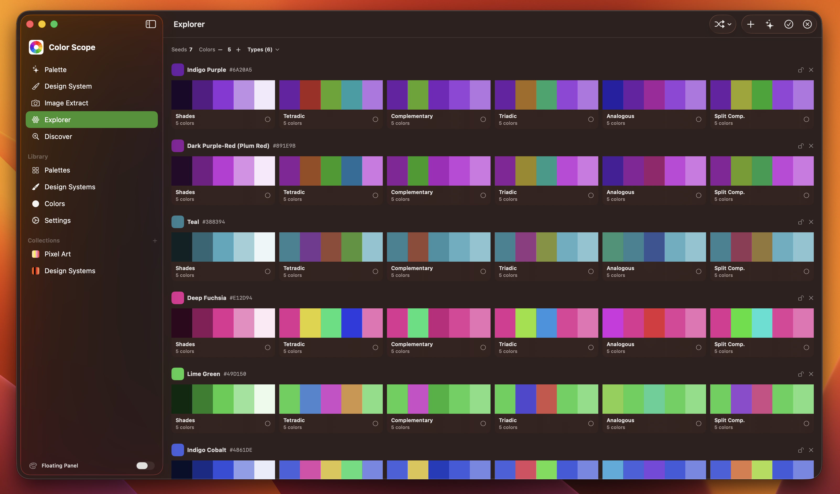 Color explorer screen